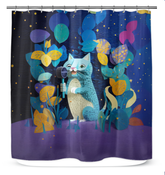 Mountain Peaks at Dawn Shower Curtain in a stylish bathroom.